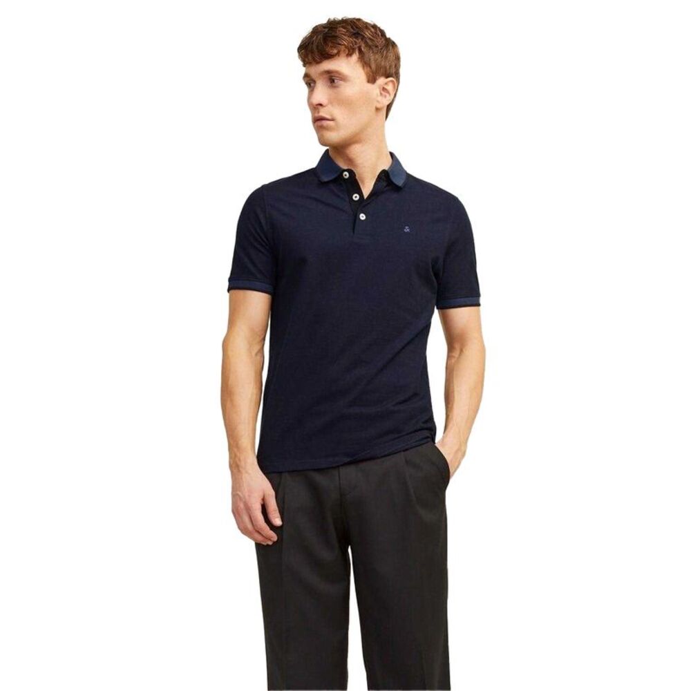 Jack And Jones Mens Slim Short-Sleeved Polo Shirt / Dark Navy